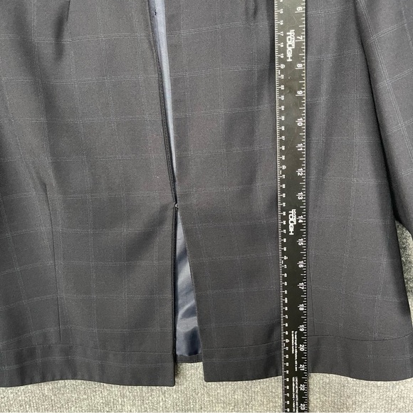 Banana Republic Blazer Womens 12 Black‎ Cropped Windowpane Lined 3/4 Sleeves - Picture 5 of 13